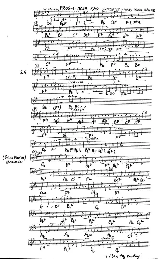 frog-i-more rag free jazz leadsheet - Courtesy of the Jungle Jazz Band